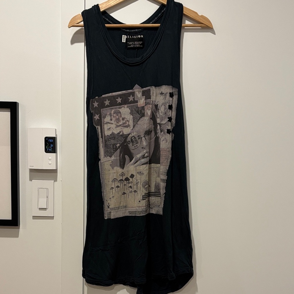 True Religion Black Graphic Tank Top